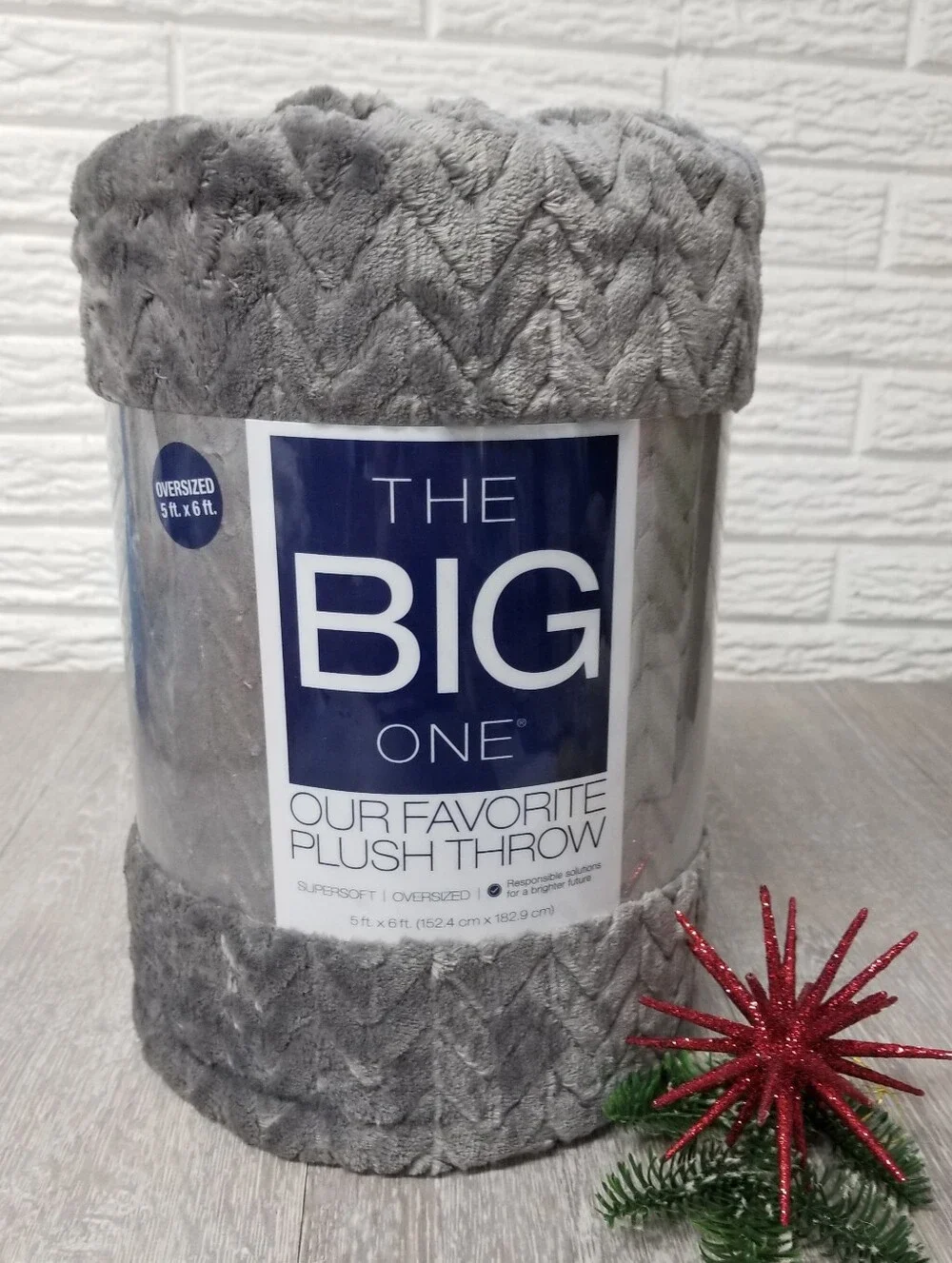The Big One Gray Plush Throw